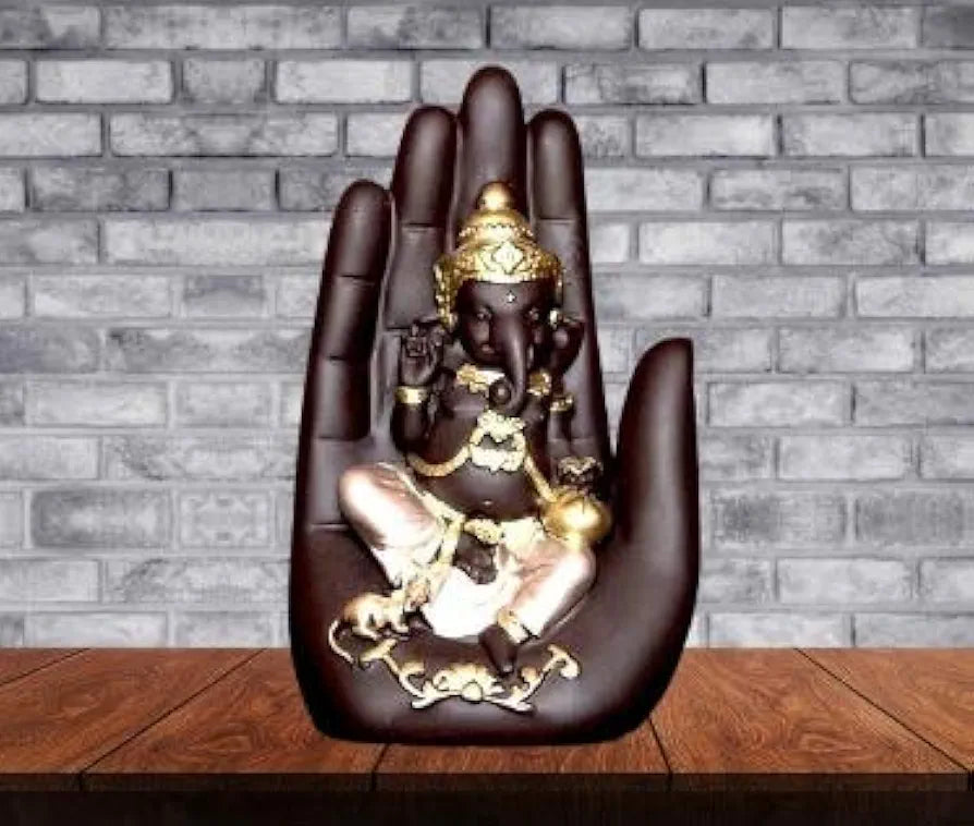 Jaipur Ace Polyresin Hand Palm Lord Ganesh Idol Murti Decorative Showpiece Size-6x6x15cm