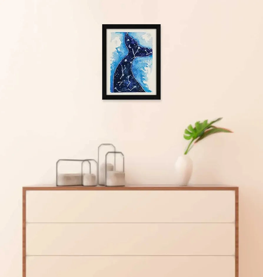 ArtX Paper Cosmic Dolphin Frame Wall Art Painting