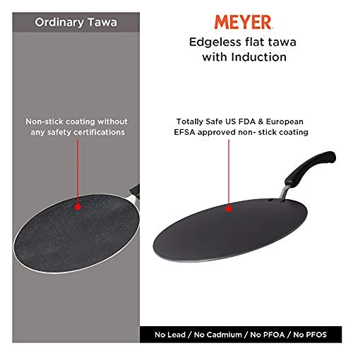 Meyer Non Stick Aluminium Edge-Less Flat Dosa/Roti Tawa Orange 30 cm
