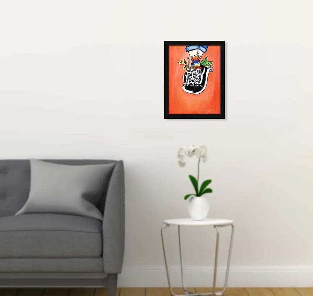 ArtX Paper Artist's Happy Shoes Frame Wall Art Painting