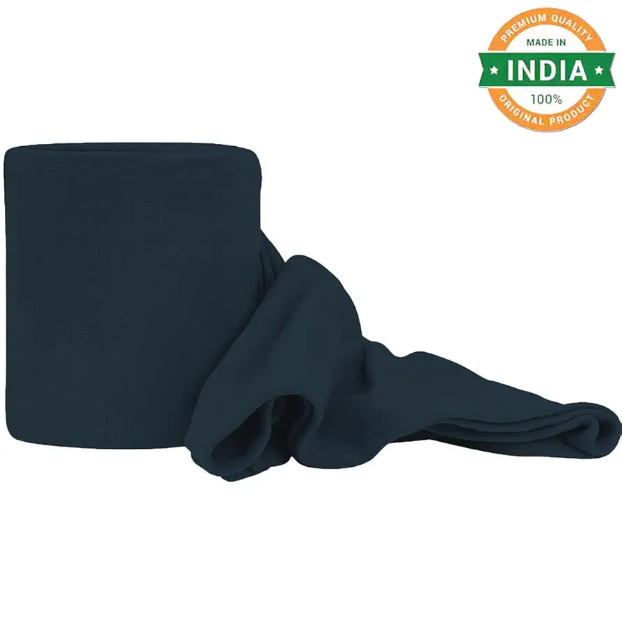 Cloth Fusion Polar Fleece AC Blanket for Winter Single Bed Soft Woolen Blanket for Travel & Sleeping Navy