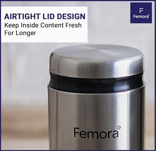 Femora Kitchen Storage Jars Steel Body With See Through Bottom Jar | 900 Ml | Pack of 4