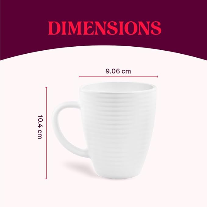 Larah by Borosil Tea/coffee Orbit White Opalware | 390 Ml Mug