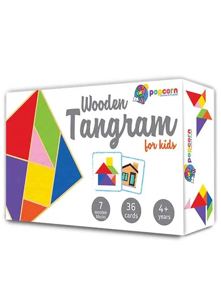 Tangram Brain Boosting puzzles for Kids | 7 wooden piece puzzle with 36 shapes image cards for kids | Jigsaw puzzle for 4+ years kids teenagers adults
