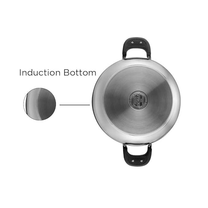 Vinod Durban Stainless Steel Saucepot Handi with Glass Lid - 2 Litre, 16 cm | Stylish Durable Handles