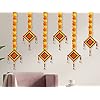 Handmade Artificial Marigold Fluffy Flowers Colorful Woolen Kite Bells Hangings 39 Inches Pack of 6