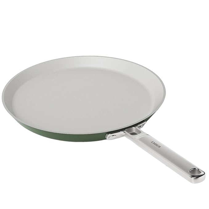 Ember Cookware Arcilla Ceramic Non Stick Dosa Tawa 28cm | Stainless Steel Handle | Green