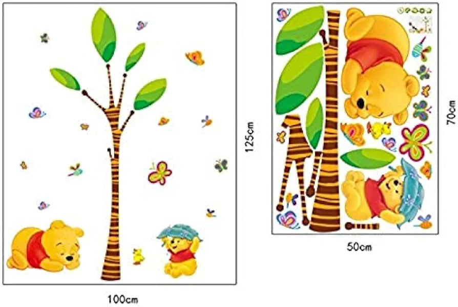 Jaamso Royals Winnie Pooh Butterfly Wall Stickers for Kids Rooms Boys Rooms Décor Wall Decals