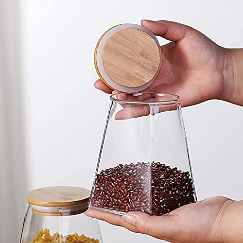 Femora Kitchen Storage Jars Borosilicate Glass Jars for Kitchen With Wooden Lid Air Tight Jar | 550 Ml | Pack of 1 | Transparent