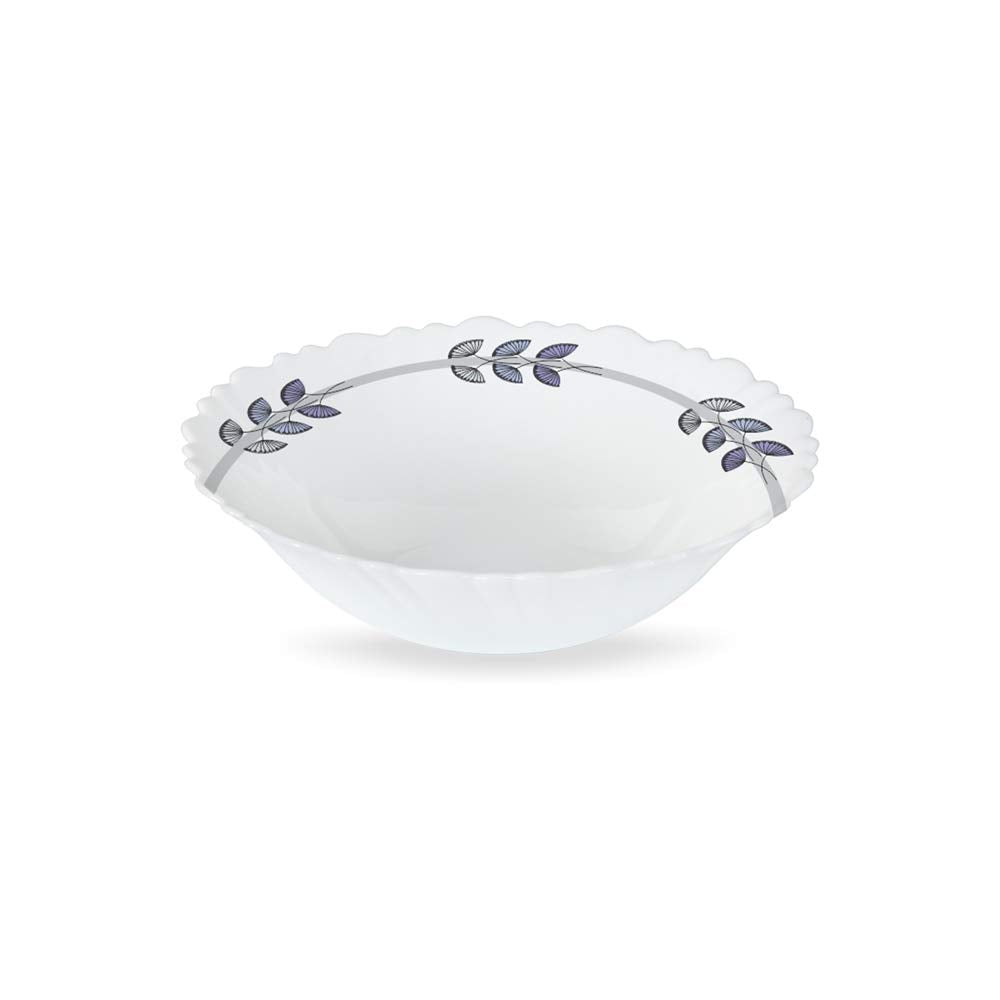 Larah by Borosil Floret Opalware Multipurpose Bowl Set | Set of 2 Pieces | White