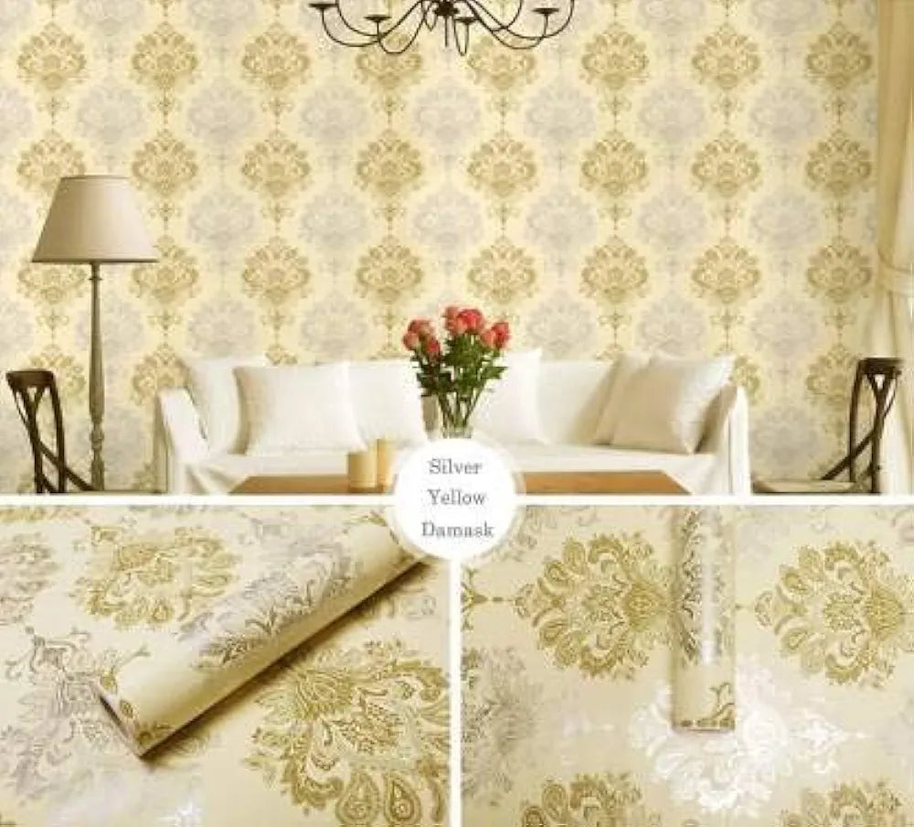Indian Royals Wallpaper Pvc Vinyl Self Adhesive Peel and Stick Eco Friendly Wallpaper Cream Damask Wallpaper