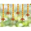 Handmade Artificial Marigold Fluffy Flowers Colorful Woolen Kite Bells Hangings 39 Inches Pack of 6