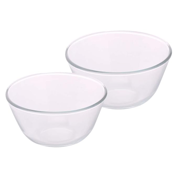 Borosil Glass Mixing & Serving Bowls, Oven & Microwave Safe Bowls | Set of 2