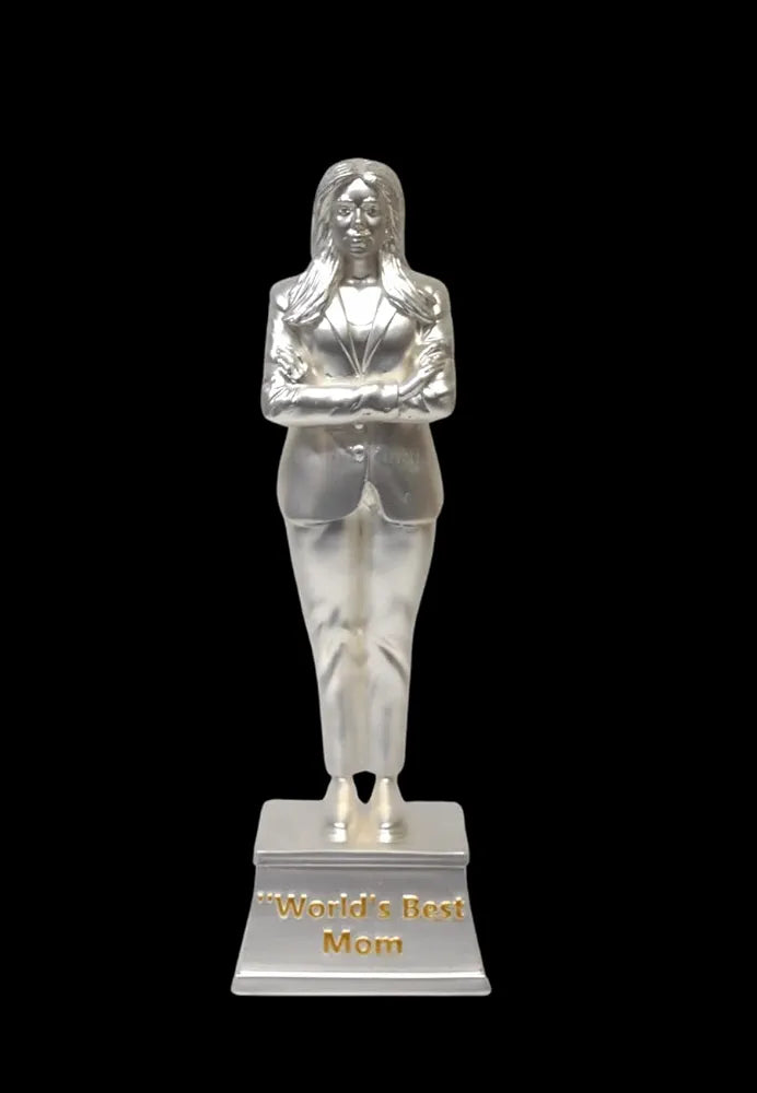 Gold Art India Best Mother Trophy Figurine Silver Plated Matte Finish
