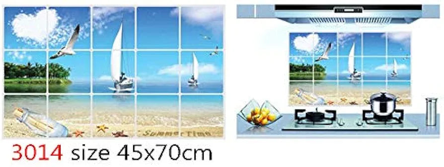 Jaamso Royals Decorative Vinyl Self Adhesive Peel and Stick Kitchen Sticker 45 Cm X 75 Cm Sea Blue