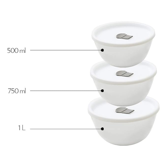 Larah by Borosil Opalware Solid Serving Bowl With Lid | Set of 3 | White
