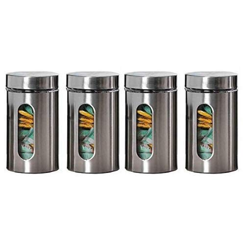 Femora Glass Window Jars for Kitchen Storage Kitchen Storage Jars With Glass Window | 1000 Ml | Set of 4