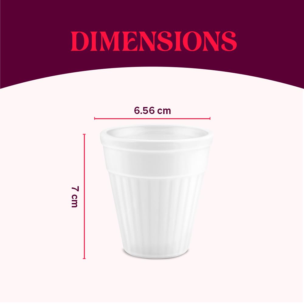 Larah by Borosil 6 Pcs Tea/coffee Opalware Kulhad Set | 100 Ml Each