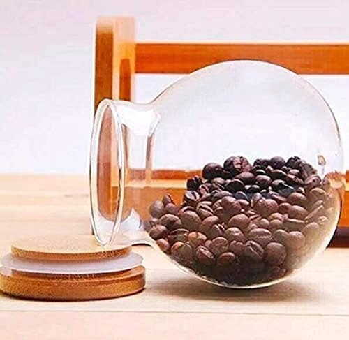 Femora Kitchen Storage Jars Borosilicate Glass With Wooden Lid Air Tight Jar | 1000 Ml | Pack of 4
