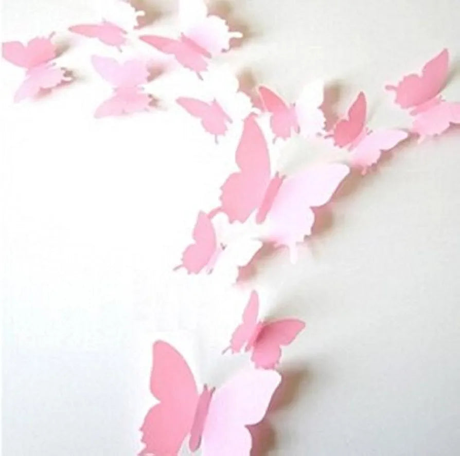 Jaamso Royals Light Pink 3d Butterflies Stickers for Wall Decoration Items Stickers Wall Decor 12 Piece