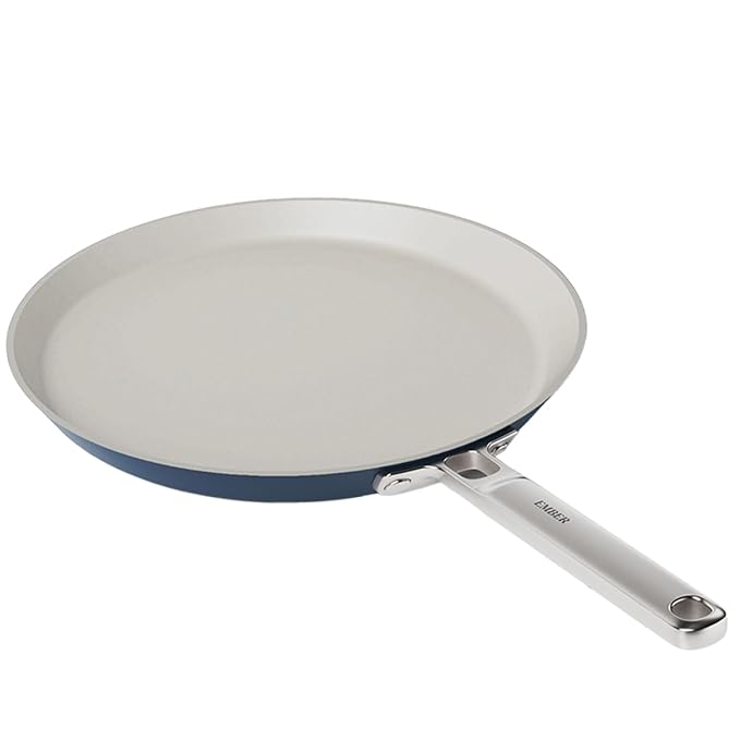Ember Cookware Arcilla Ceramic Non Stick Dosa Tawa 28cm | Stainless Steel Handle | Blue