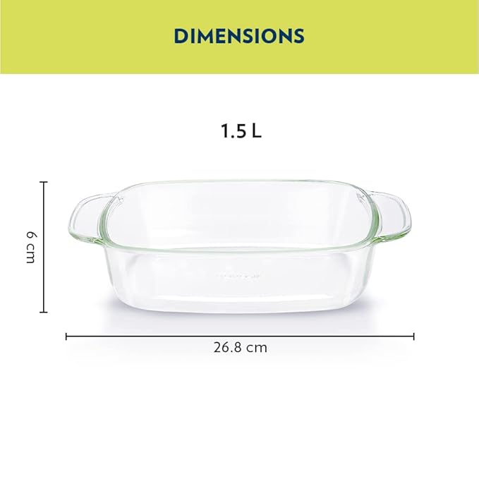 Borosil Glass Dish | 1.5 Liter | Transparent