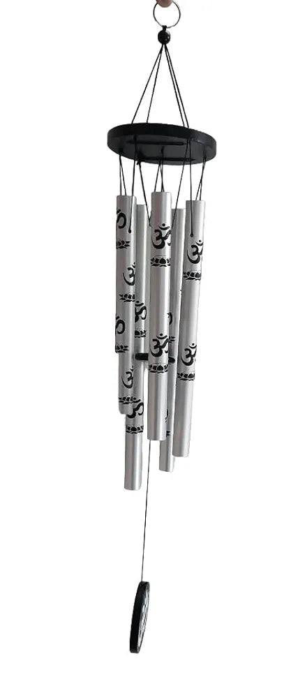 Tej Gifts Feng Shui Metal Wind Chime with Om Printed 5 Pipes Standard
