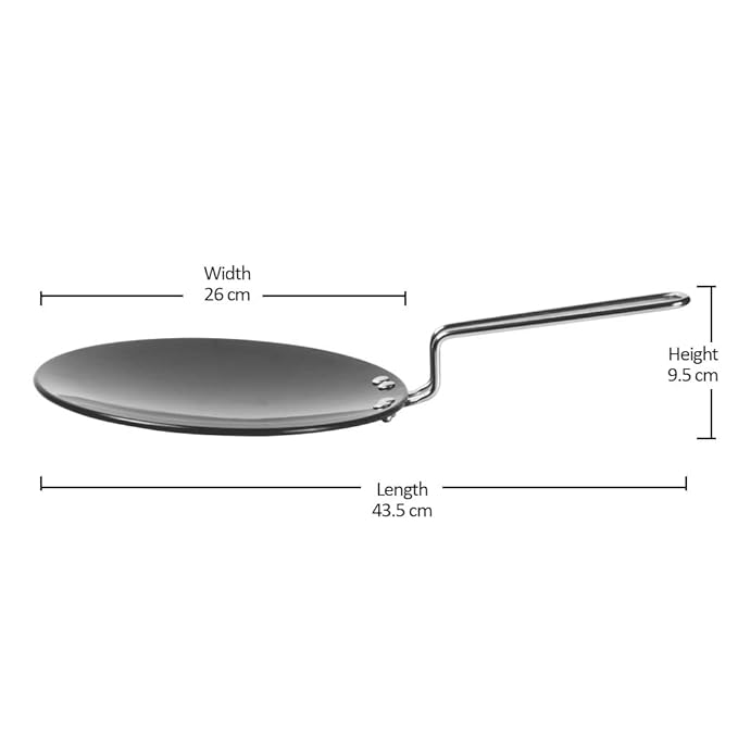 Milton Pro Cook Hard Anodized Tawa, 26 Cm, Dark Grey - 1400 gms