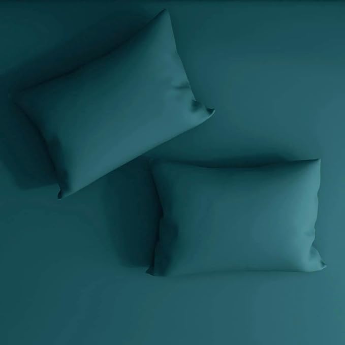 Wakefit Bedsheet for King Size Bedsheet King Size Bed Cotton 2 Pillow Covers Elastic Fitted Sheet Peacock Blue Colour