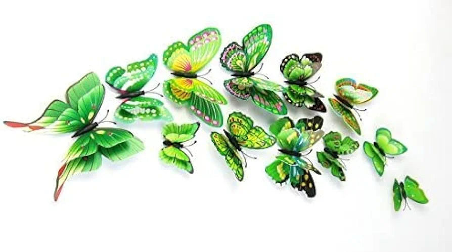 Jaamso Royals Green 3d Magnet Butterfly Stickers -self-adhesive