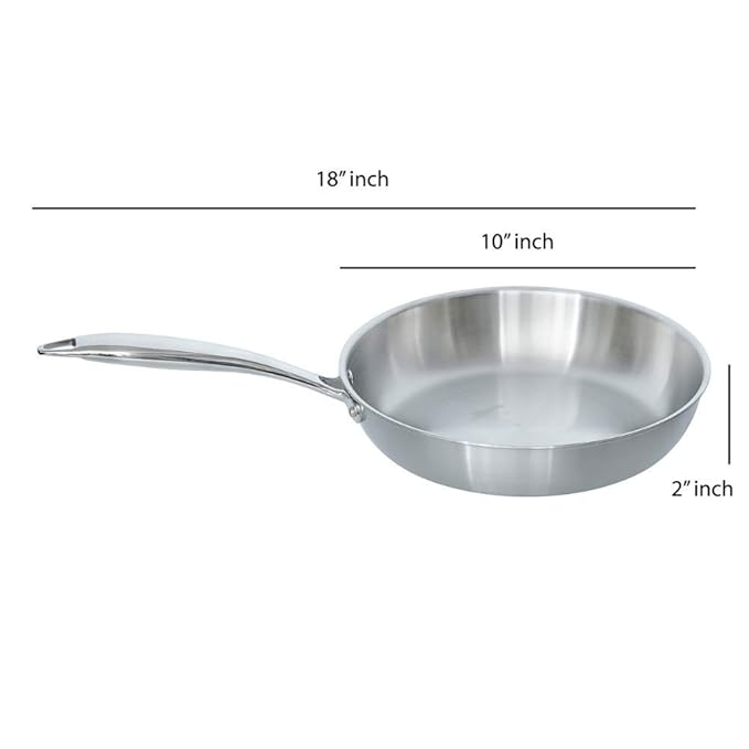Femora Tri-ply Frying Pan 24 Cm Capacity 1.8 L Without Lid | Healthy Cooking | Induction Safe | Stain Resistant | Zero Coating