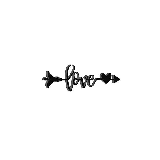 Ecraftindia Love Arrow Through Heart Black Engineered Wood Cutout Wall Art Decor