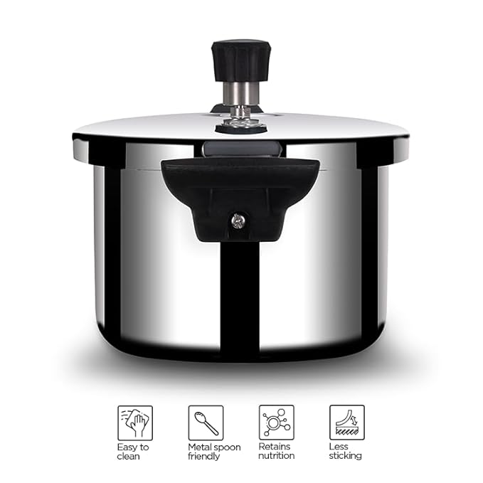 Arttdinox Stellar Stainless Steel Triply 3 Ltr Mirror Finish Pressure Cooker With Gasket | Rivetless Handle | Jindal Stainless
