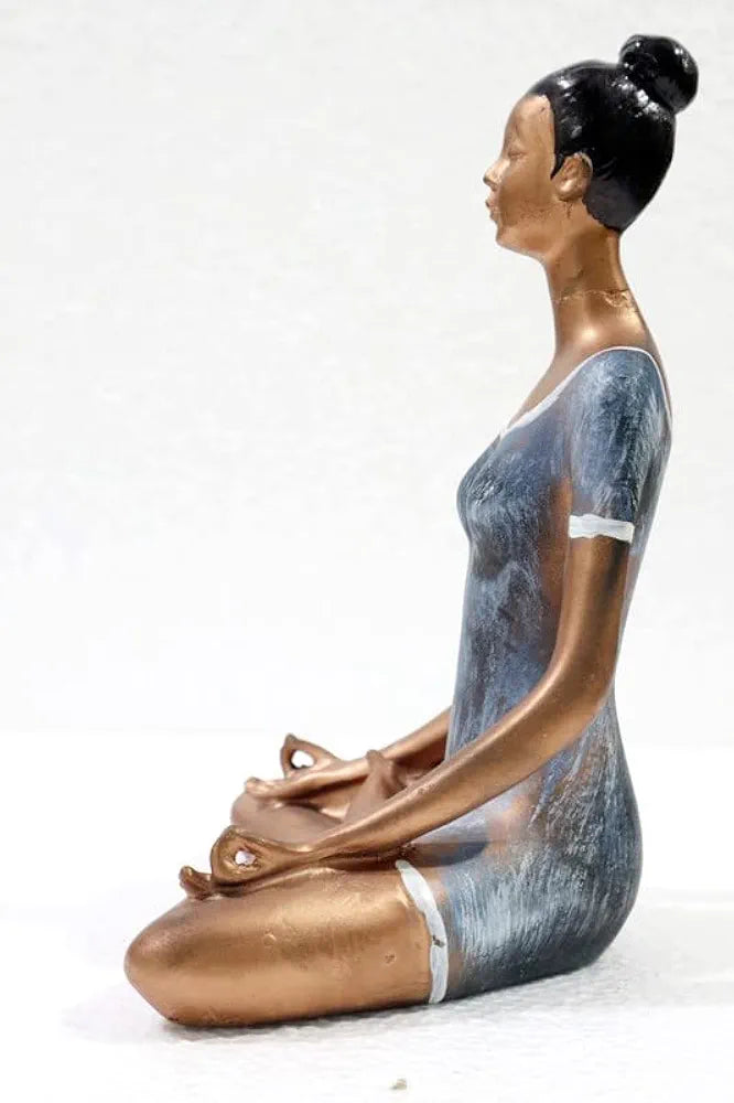 Jaipur Ace Yoga Lady Polyresin Statue Creative Abstract Design Art Figurine Yoga Lady (Grey Gold)