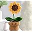 Crochet Flowers Artificial Sunflower Mushroom with Daisy Pot