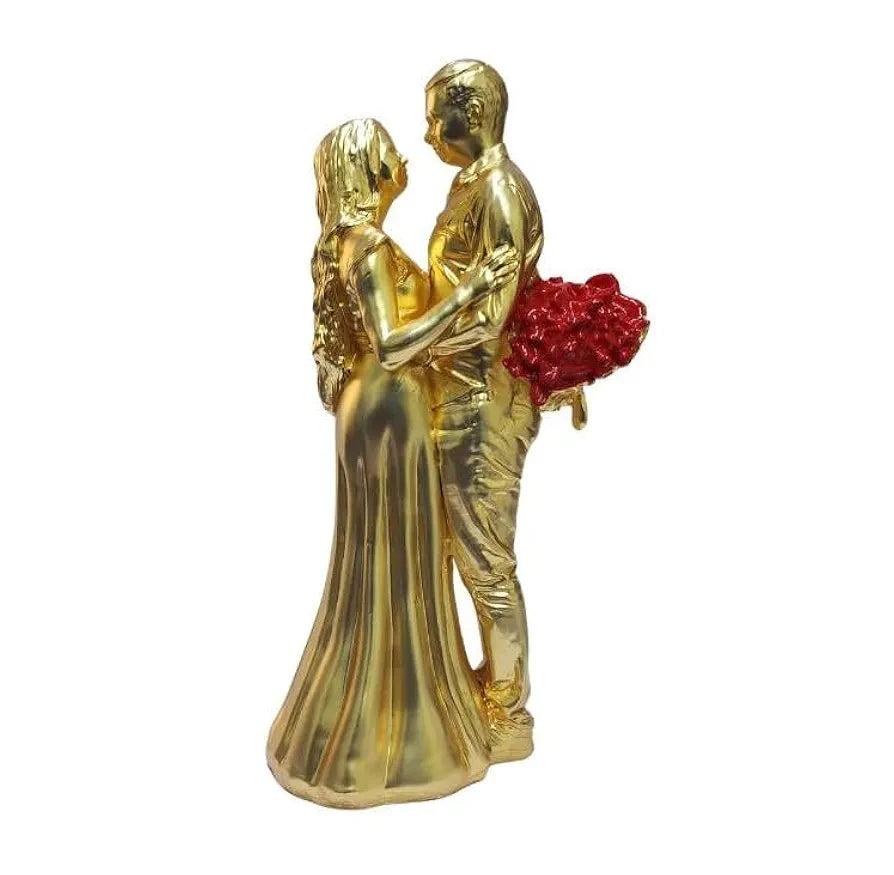 Gold Art India Couple Figurine Gold-Plated Matte Finish