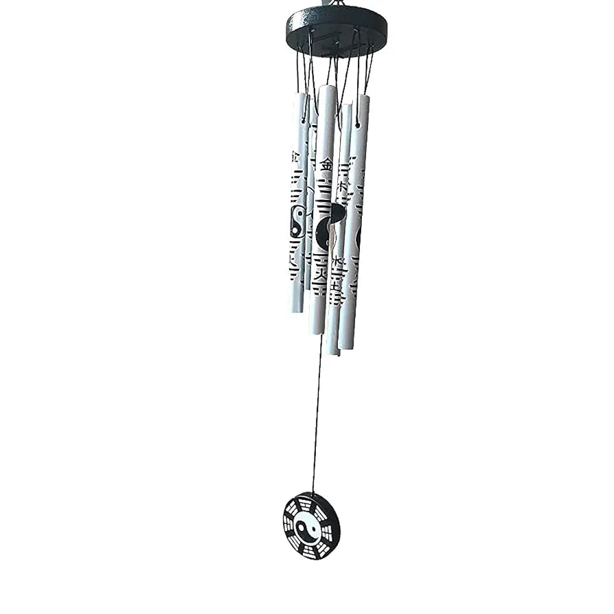 Aluminium Feng Shui Vastu Wind Chime 5 Pipe 45 cm silver