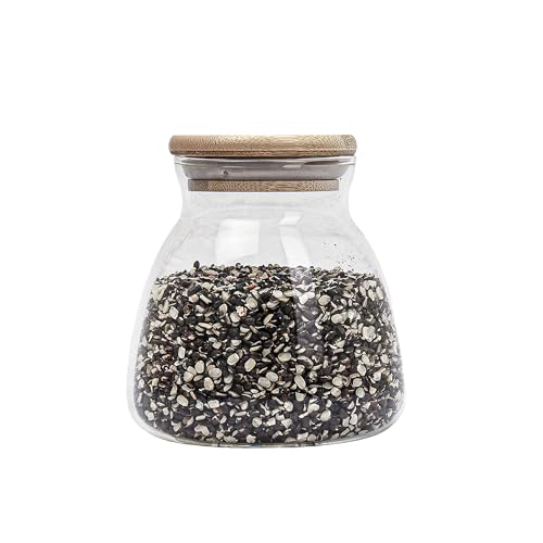 Femora Kitchen Storage Jars Borosilicate Glass With Wooden Lid Air Tight Jar | 450 Ml | Pack of 1