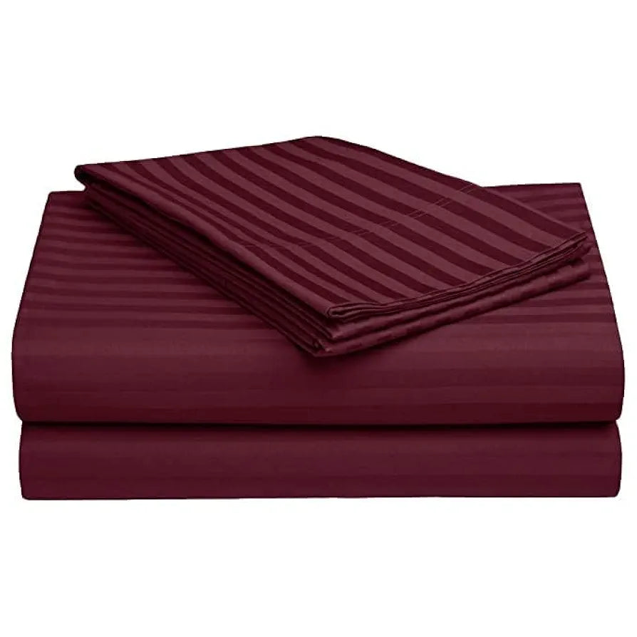 Fresh From Loom Microfiber Wrinkle Resistant Soft Skin Safe Breathable Single Size Flat Bedsheets Set with 1 Pillow Covers 144 TC Wine
