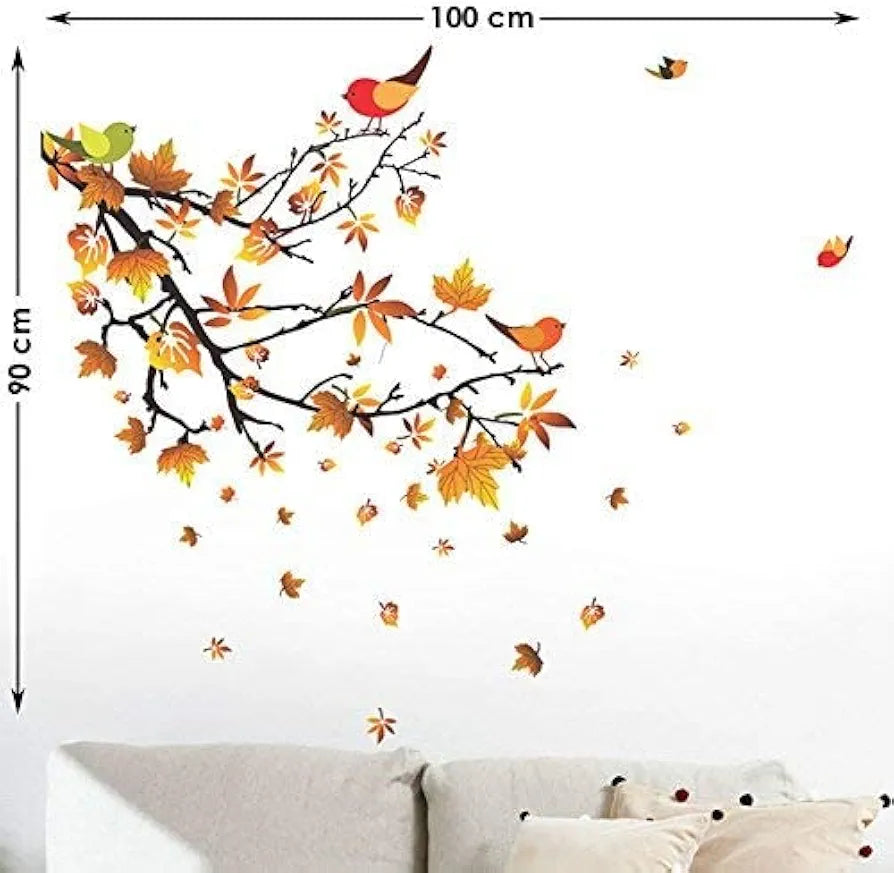 Decals Design Autumn Leaves and Birds Wall Sticker