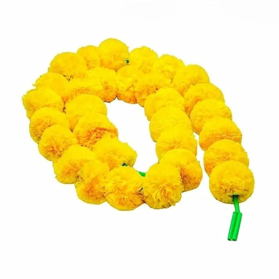 10 Pcs Indian Handmade Artificial Marigold Garland Flowers 5 Feet 5 Yellow + 5 Orange
