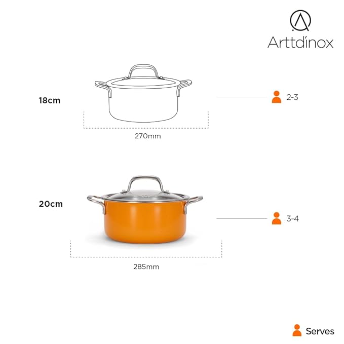 Arttdinox Vida Stainless Steel Triply Pot With Glass Lid for Biryani | Pulao | Halwa | Curries | 20 Cm | 3 Ltr | Induction & Gas Base