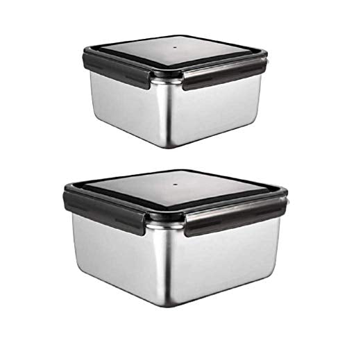 Femora High Steel Square Container Airtight Leakproof Unbreakable Storage Container/ Lunch Box | 350 Ml, 550 Ml | Set of 2