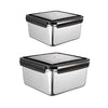 Femora High Steel Square Container Airtight Leakproof Unbreakable Storage Container/ Lunch Box | 350 Ml, 550 Ml | Set of 2