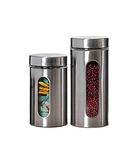 Femora Femora Glass Window Jar for Kitchen Storage Kitchen Storage Jars With Glass Window | 1000 Ml | 1300 Ml | Set of 2