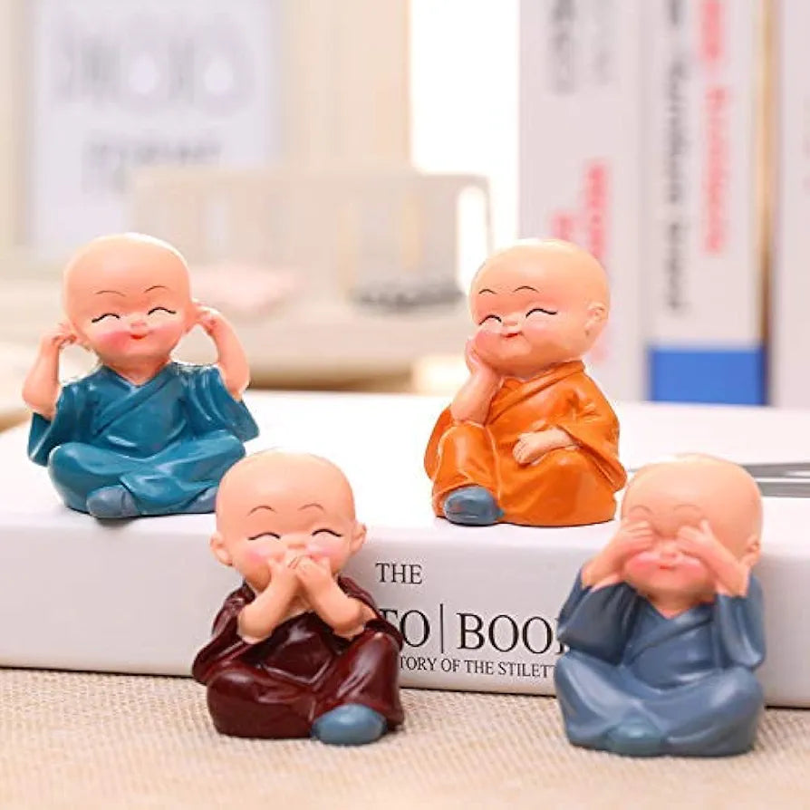 Jaipur Ace Buddha Monk Statue figurine Showpiece Decoration Buddha Monk Set of 4