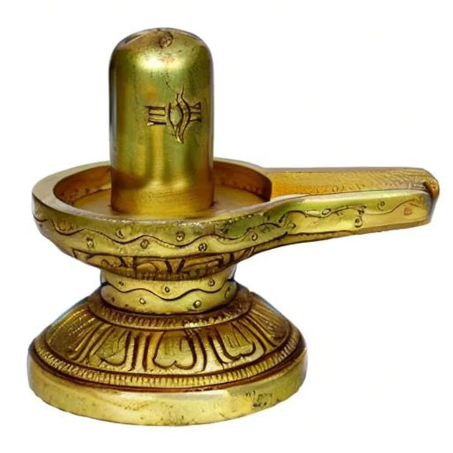 anciently Brass Shivling | Brass Shiva Lingam | Brass Sivalingam for Puja Brass 8.5CM Height Gold Colour 1 Piece