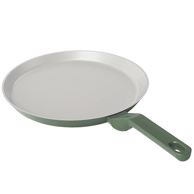 Ember Cookware Arcilla Ceramic Non Stick Dosa Tawa 28cm | Matching Handle | Florence Series | Green