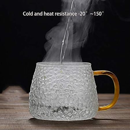 Femora Borosilicate Glass Coffee Cup Handcrafted Hammered Finish | 400 Ml | 1 Piece