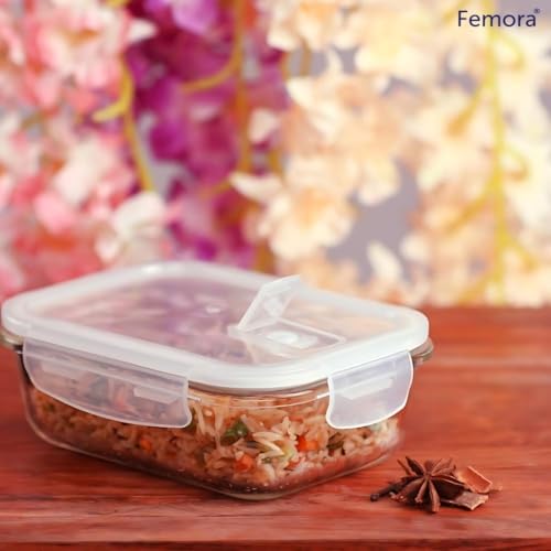Femora Borosilicate Glass Containers for Kitchen | Storage Box for Kitchen With Air Vent Lid | Pack of 1 | 2200 Ml